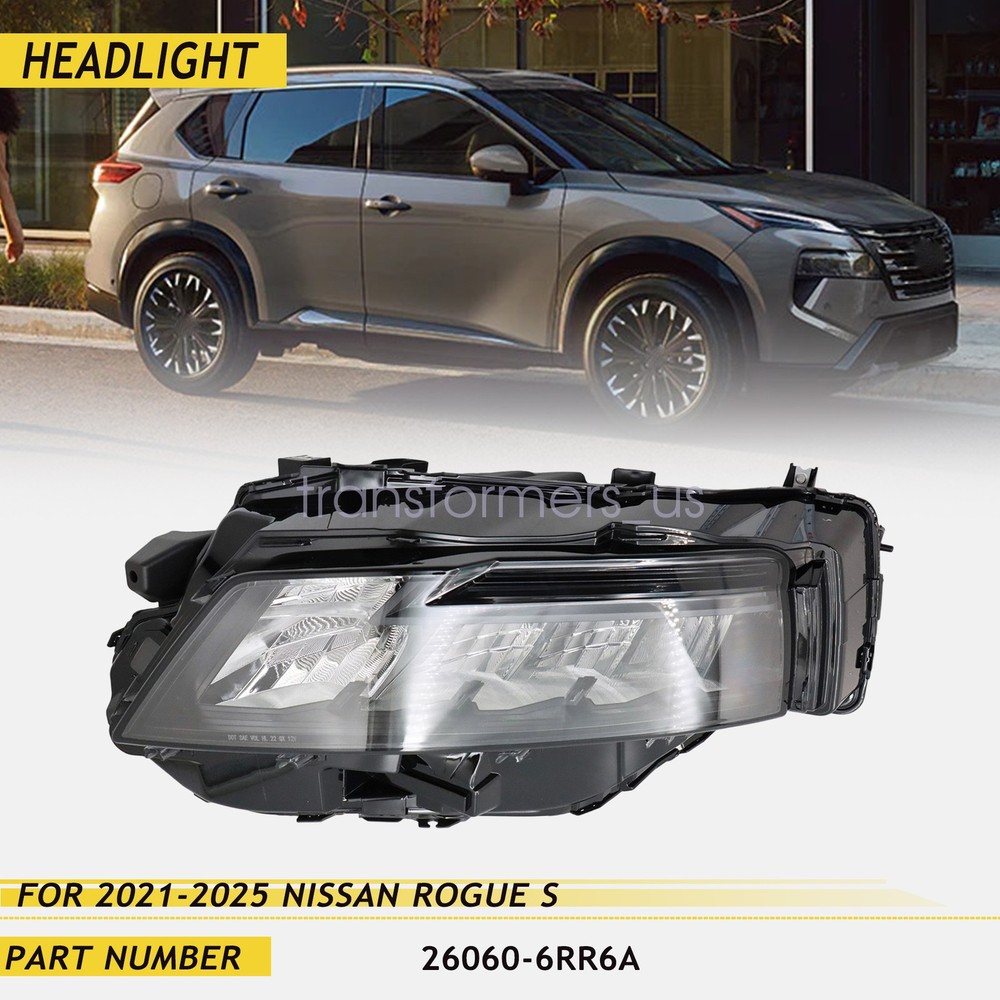 For 2021-25 Nissan Rogue S Black LED Headlight Left Driver Side 26060-6RR6A