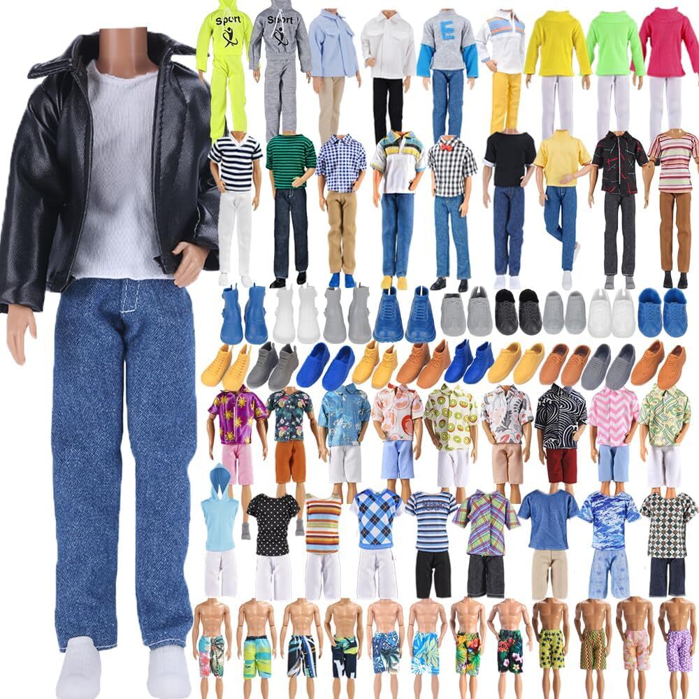 Boy Doll Clothes 5 Sets Fashion Casual Wear Clothes Outfit with 5 Pair Shoes