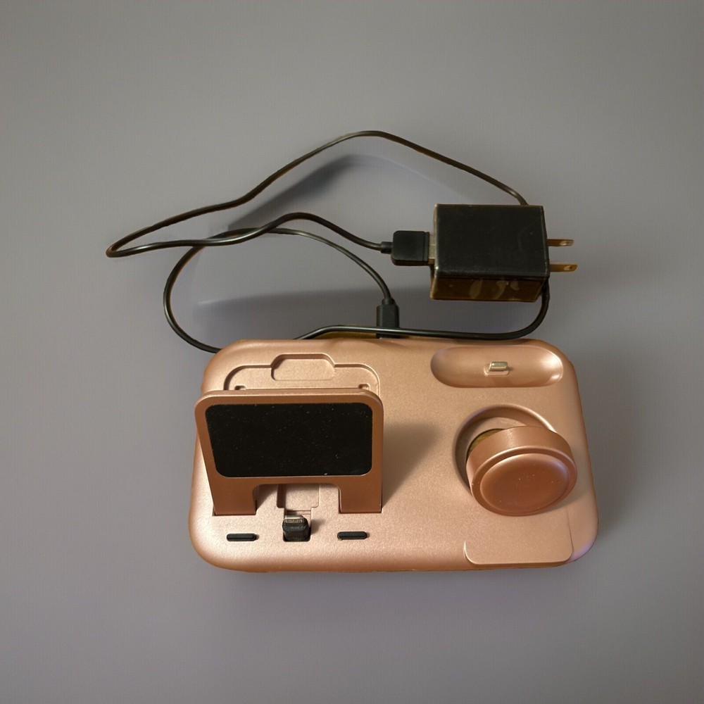 Charging Station 3 in 1 Charger Stand For Apple AirPods Watch iPhone Rose Gold