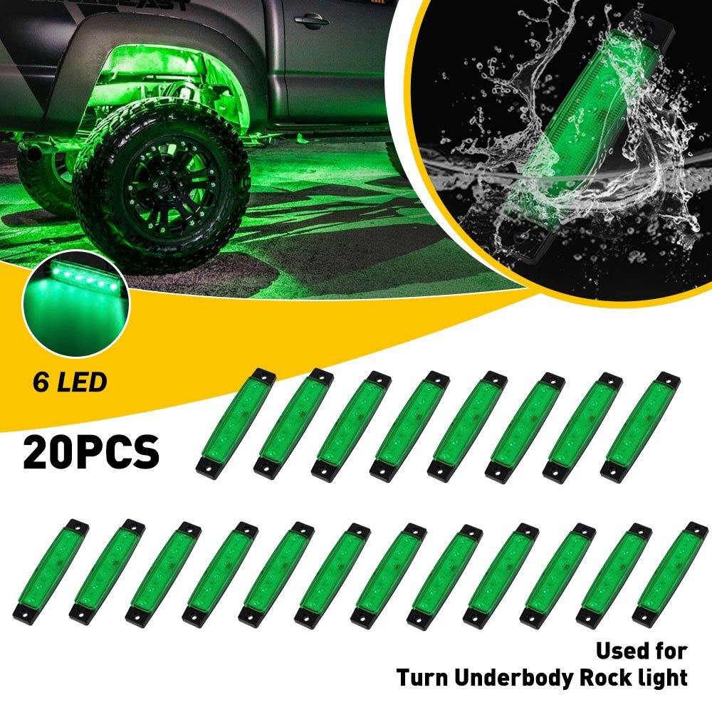Green LED Rock Light Truck Offroad ATV Boat UTV Underbody Car Light Kit 20PCS