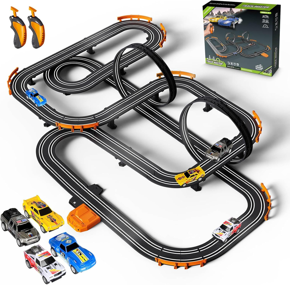 Slot Car Race Track Set Electric or Battery Powered Racing Car Track for Kids Bo