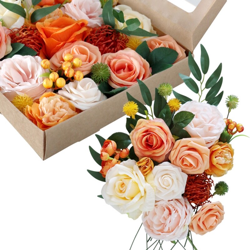 Artificial Rose Flowers Combo Box Set for DIY Wedding Bouquets Centerpieces Gift