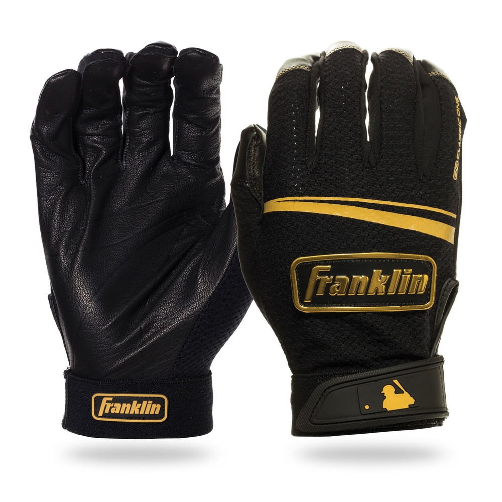 MLB Classic One LT Baseball Batting Gloves - Black/Gold - Adult Medium - Pair