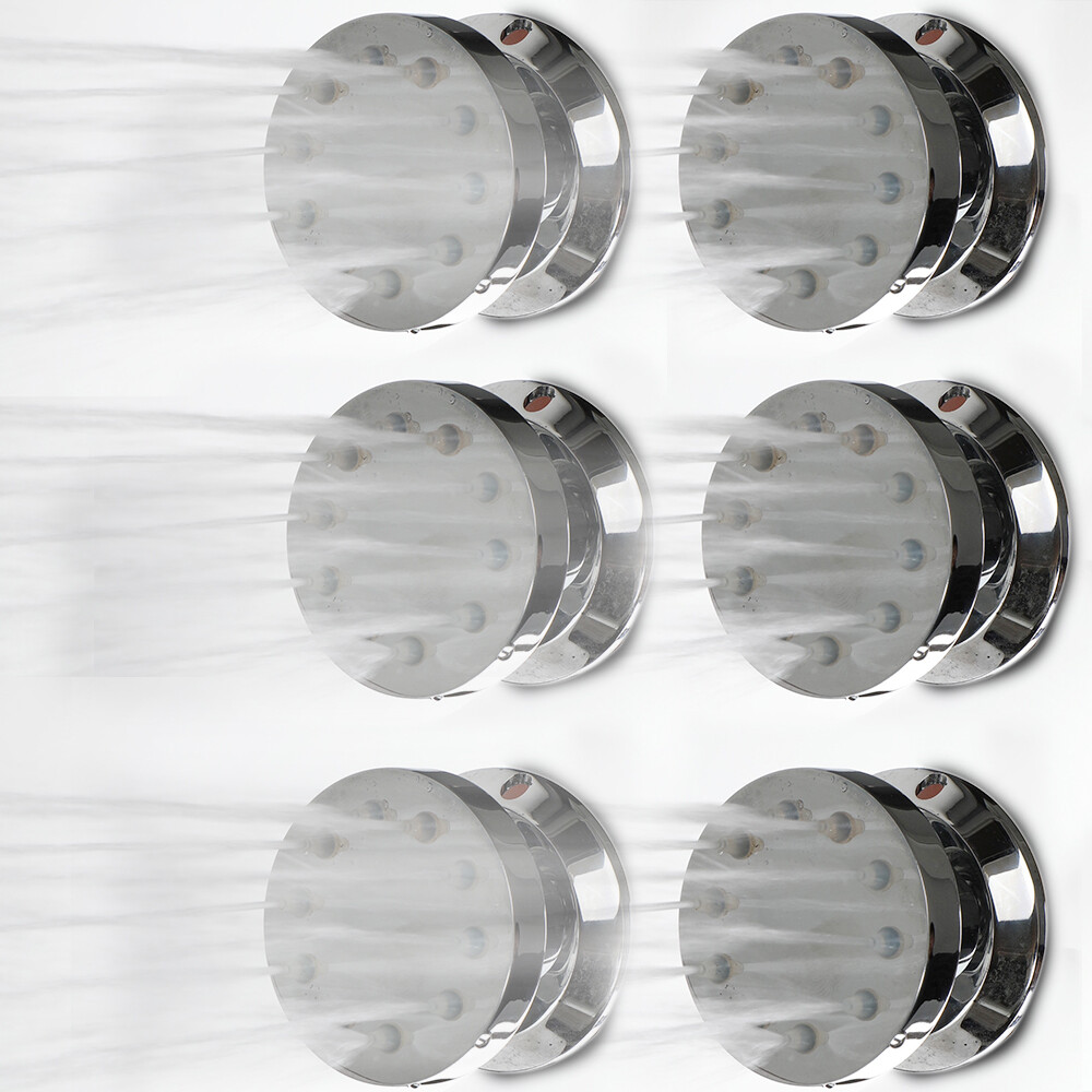 6PCS Chrome Bathroom Round Rainfall Spout Massage Body Jet Accessories Shower