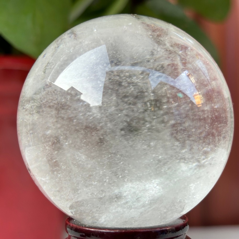 206g Natural White Clear Crystal Ball Quartz Gemstone Sphere Reiki Healing