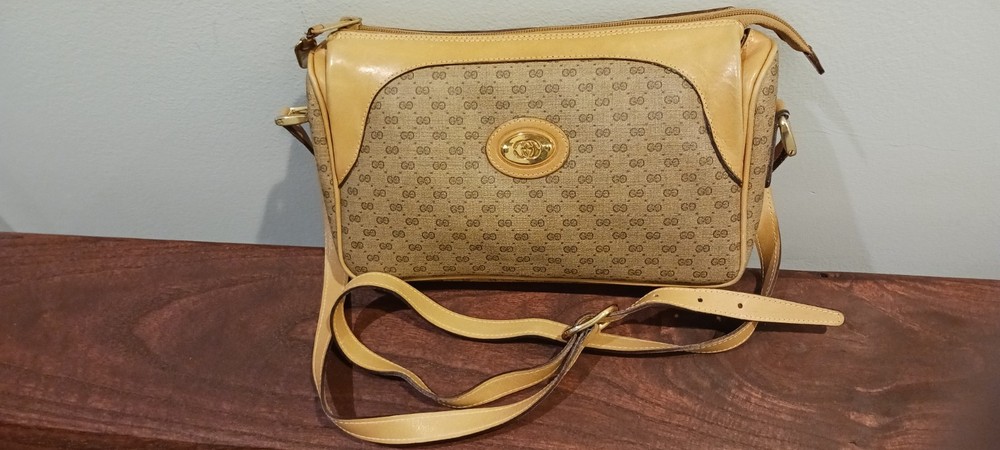 Vintage Gucci Monogram Crossbody Shoulder Bag