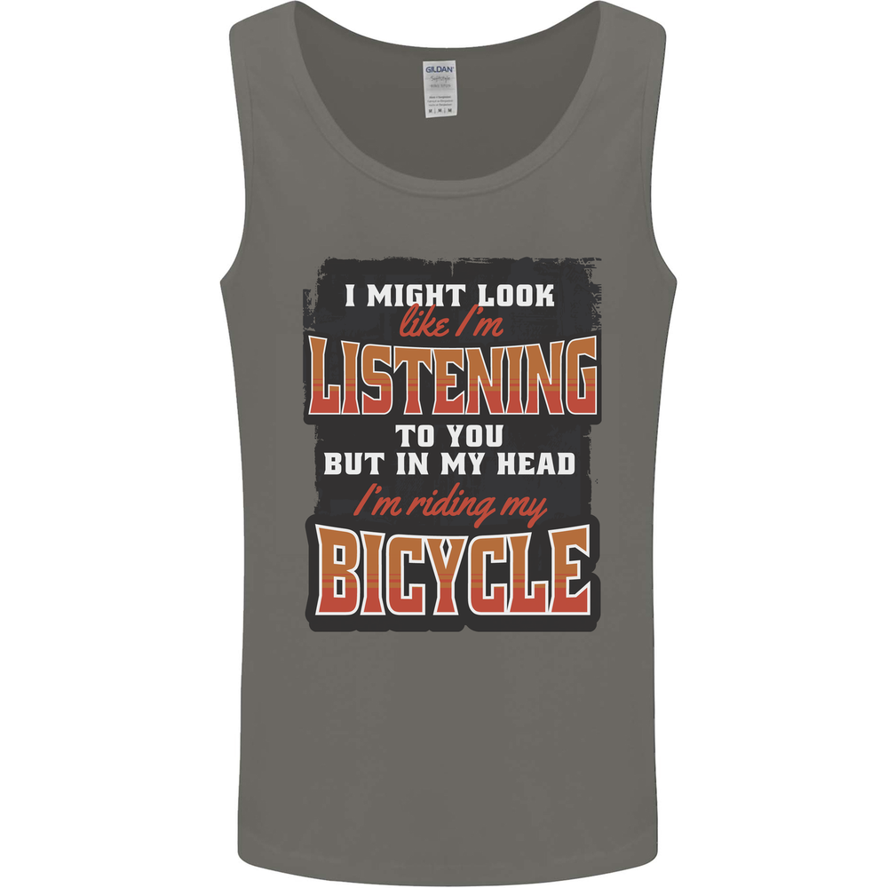 In My Head I'm Riding My Bicycle Bike MTB Mens Vest Tank Top