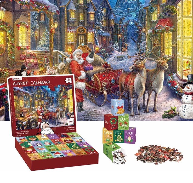 Advent Calendar 2024 Jigsaw Puzzle for Adult Kids, 24 Days 1008 Pieces