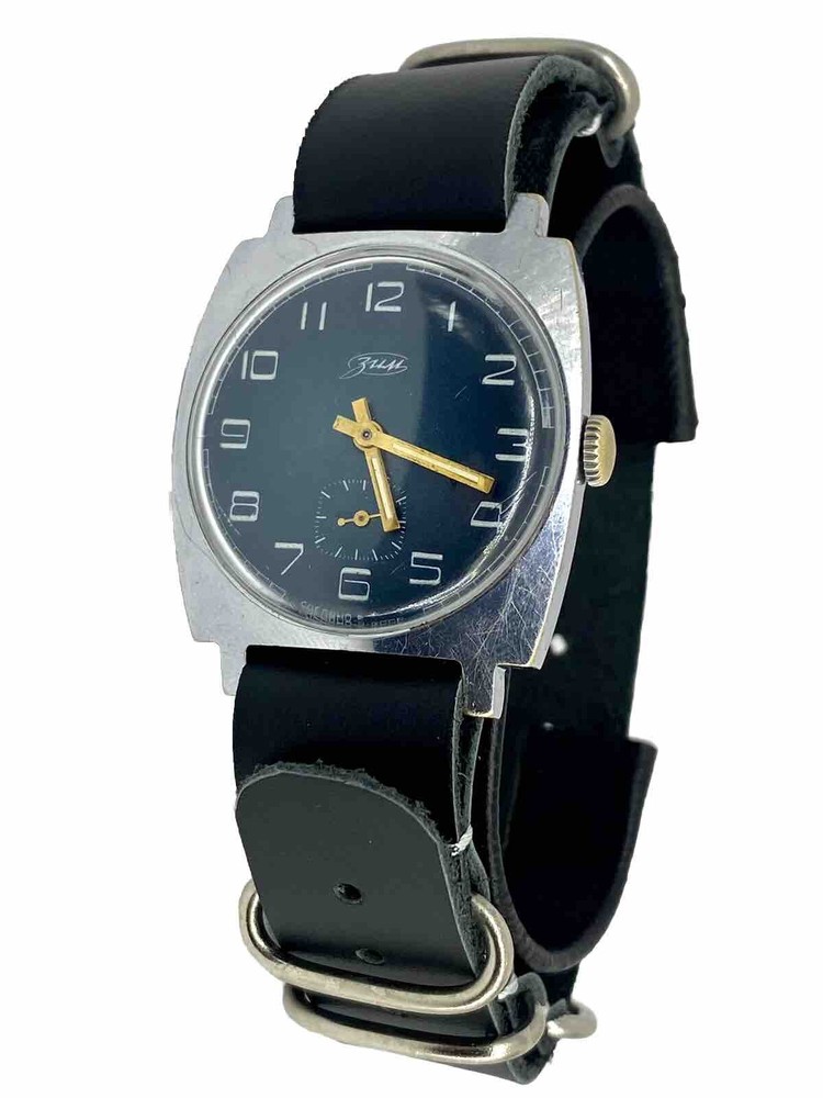 Vintage Watch Pobeda ZIM Mechanical Cal. 2602 Soviet 1960s Natural Leather Band