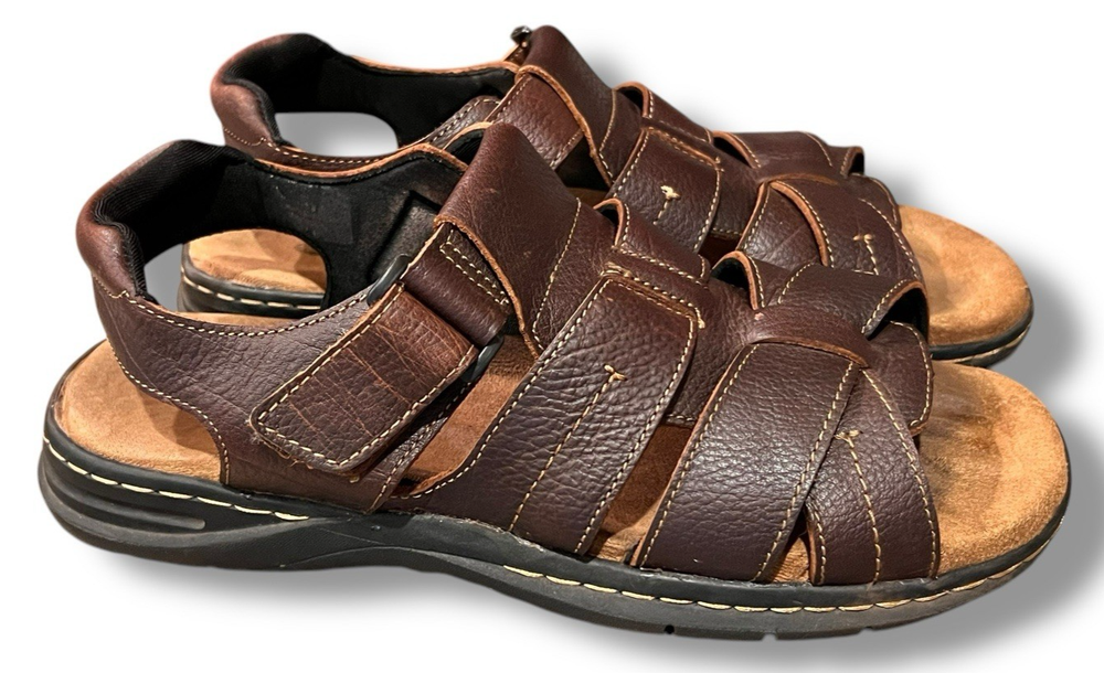Dr Scholls Mens Brown Leather Fisherman Sandals Open Toe Chunky Sole Size Guide