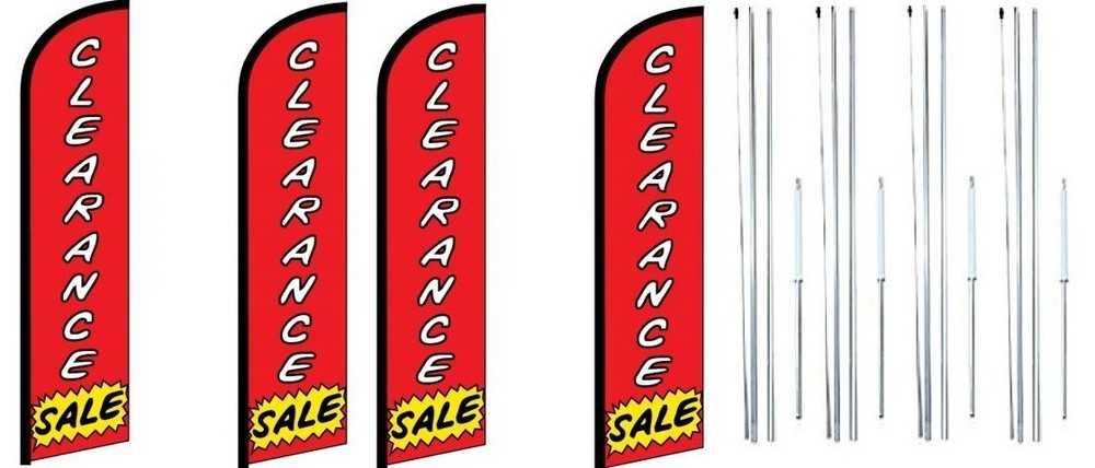 Clearance Sale Windless Flag With Complete Hybrid Pole set- 4 pack-image