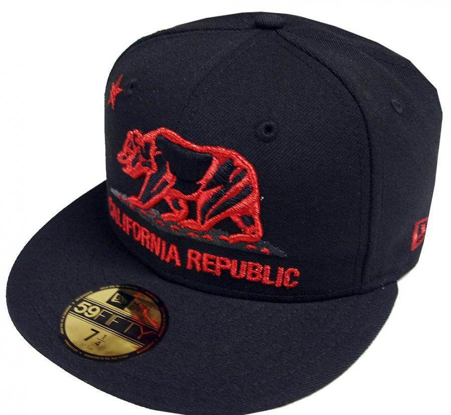 New Era California Republic Cap Black Red 59Fifty Fitted Limited Edition