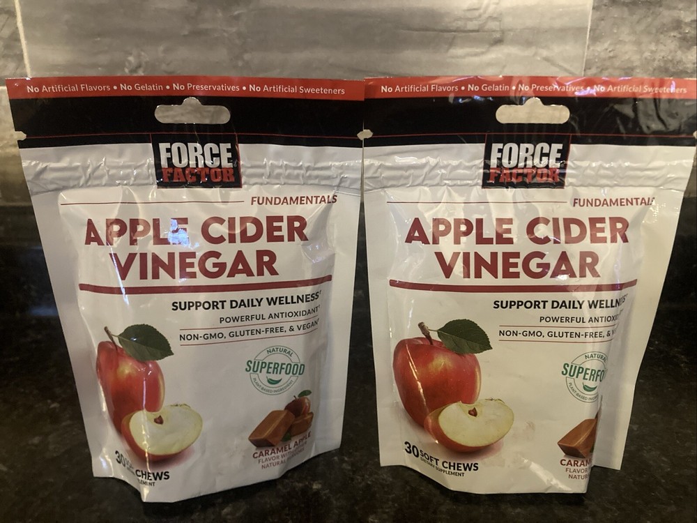 Lot of Two-Force Factor Apple Cider Vinegar Soft Chews Daily Caramel Apple New
