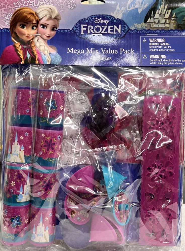 Disney Frozen 48pc Mega Mix Value Pack  Party Pack Rings Stickers Tracing Rulers