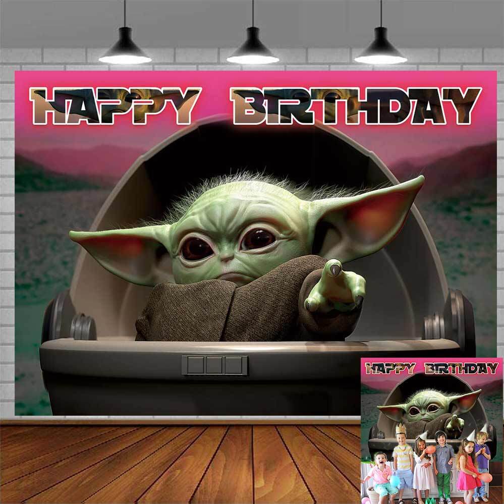Baby Yoda Themed Birthday Party Decor Backdrop Banner 7x5ft Gift Idea
