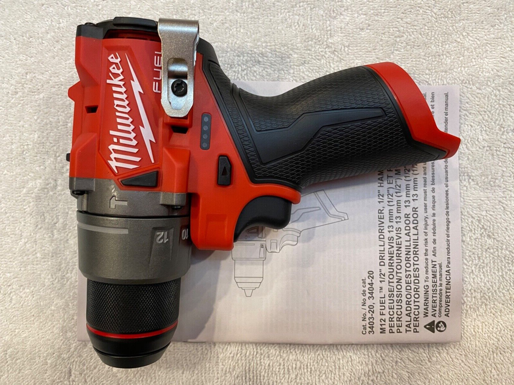 New Milwaukee Fuel 3404-20 M12 12V 12 Volt 1/2” 2 Speed Hammer Drill Driver Gen3