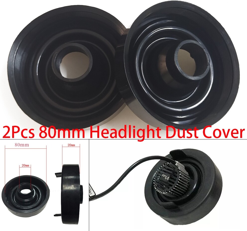 2 Pcs 80mm Headlight Bulb Dust Cover Housing Seal Cap Dustproof For Car HID LED