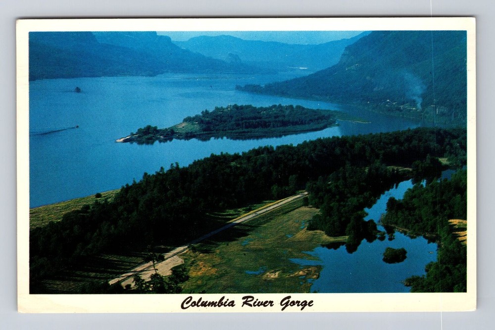 Aerial View of Columbia River Gorge Oregon Vintage Postcard