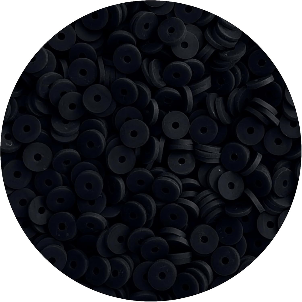 2000Pcs Black Polymer Clay Heishi Beads for DIY Bracelet Making