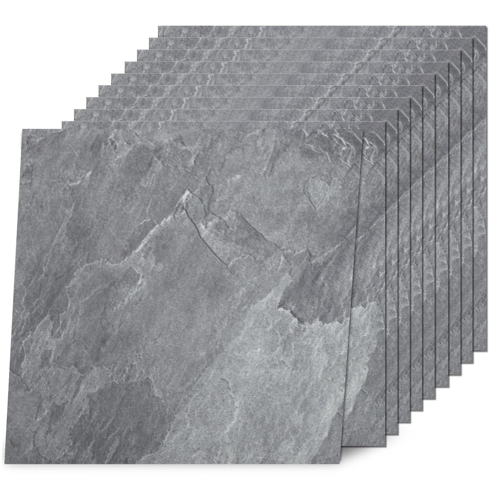 Self-Adhesive Stone Gray Vinyl Floor Tiles 12x12 Inch 32-Pack Covers 32 Sq Ft