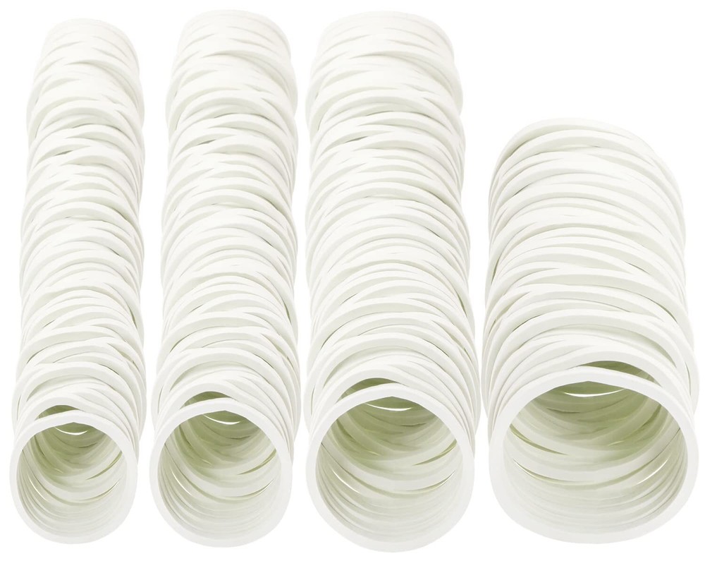 ONLYKXY 350pcs White Natural Rubber Bands,25mm/32mm/38mm/50mm Soft Elastic Ba...