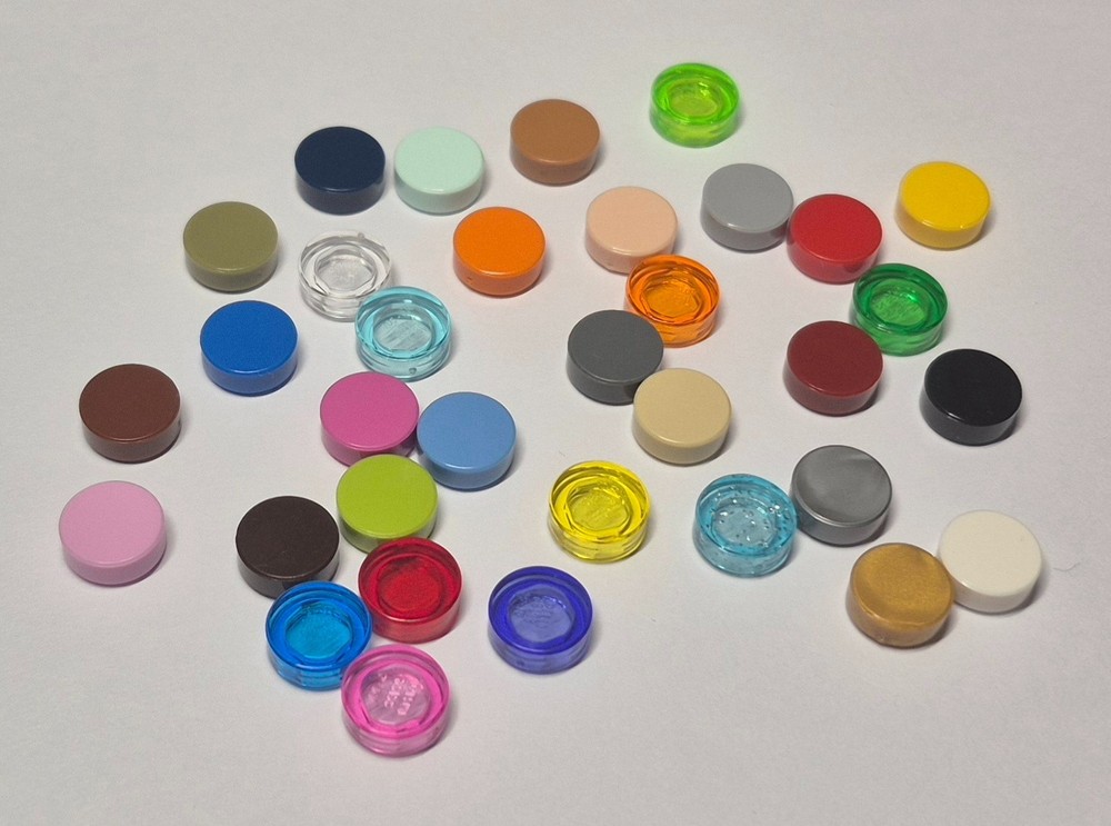Lego 98138 35380 35381 39797 Plate Round Flat Tile 1x1 Select Colour Pack of 60.