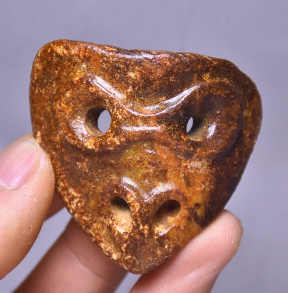 5CM Hongshan Culture Old Jade Sun God Helios Amulet Pendant