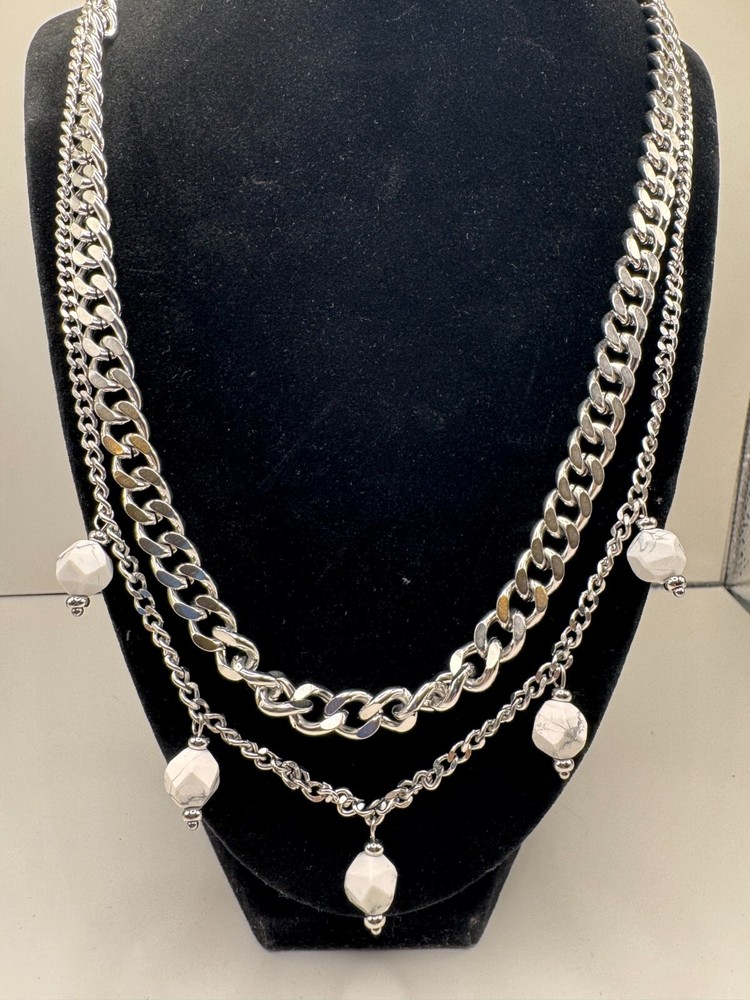 Titanium Steel with Howlite Stones Necklace