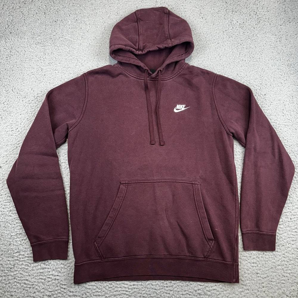 Nike Sportswear Club Fleece Hoodie Men’s Medium Burgundy Purple Pullover 804346