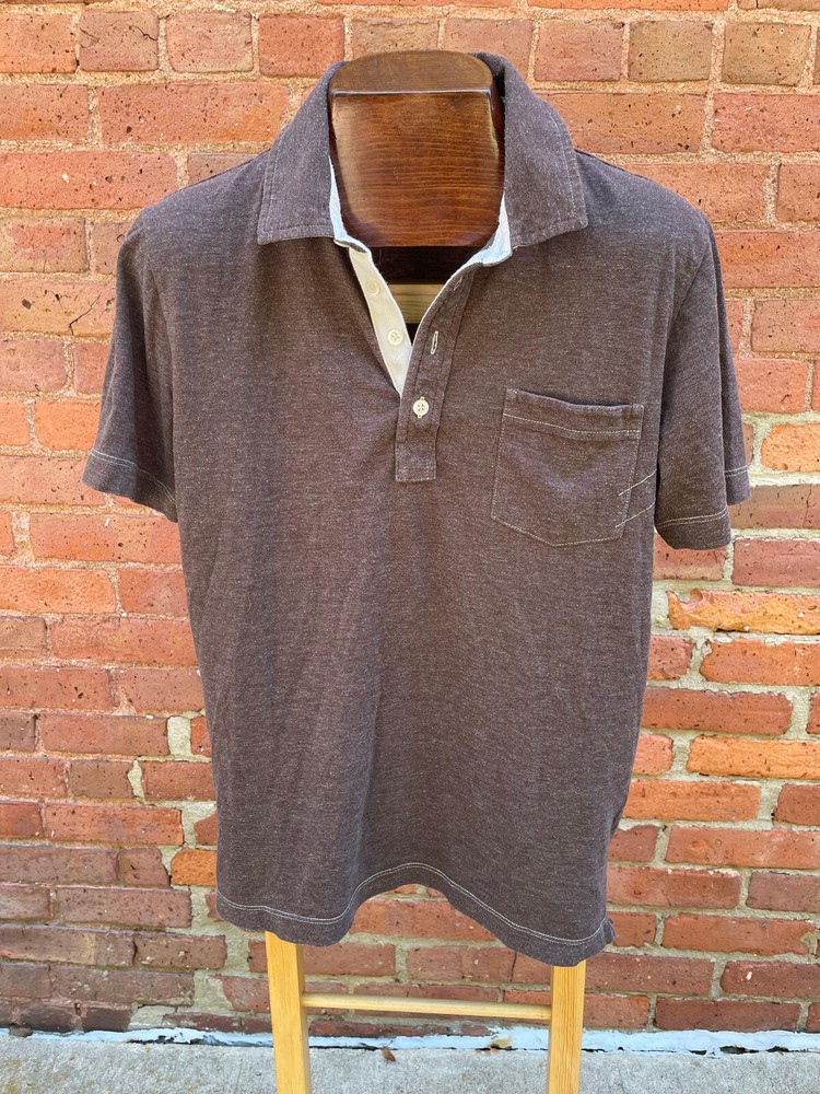 Billy Reid Chocolate Brown S/S Soft Luxury Polo Shirt w/ Pocket Medium