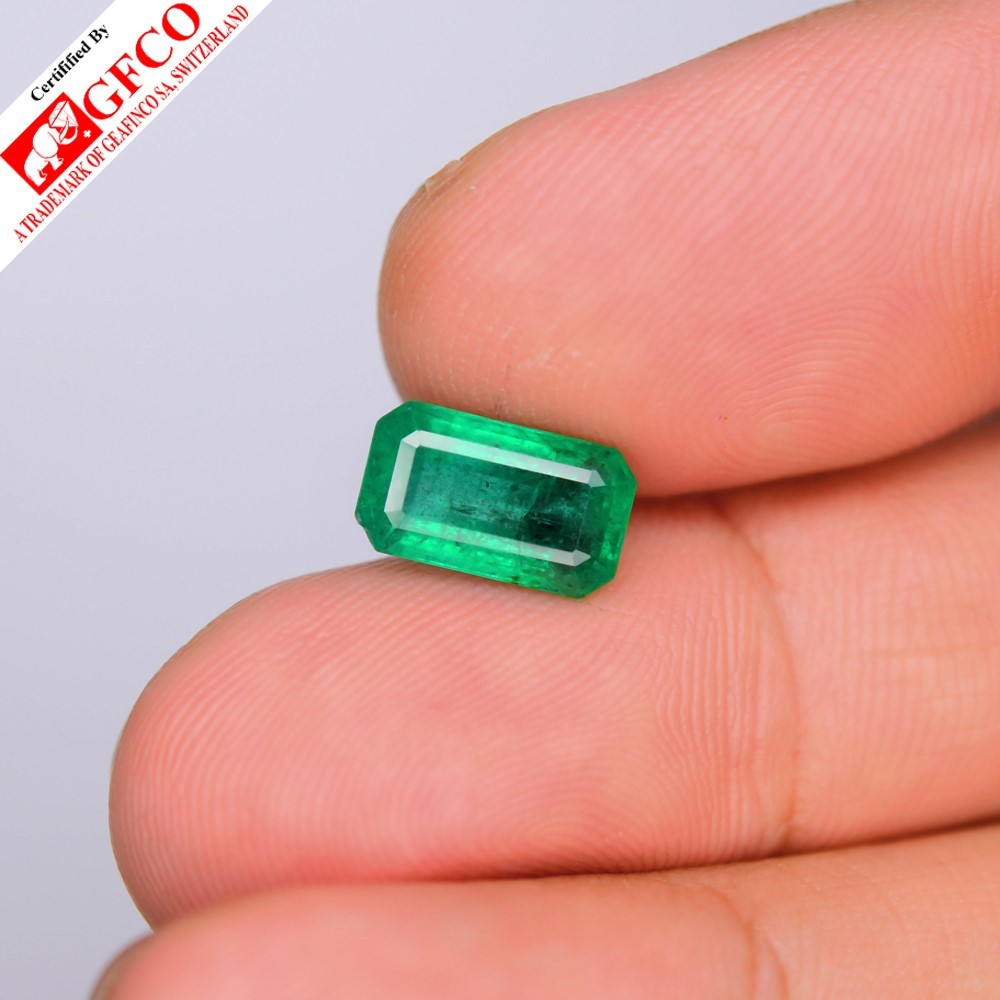 💎 GFCO FULL CERTIFIED 2.65ct Octagon Natural Vivid Green Emerald - Zambia Gem