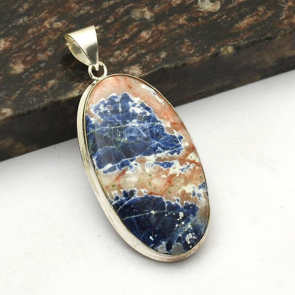 Sodalite Gemstone Ethnic Handmade Pendant Jewelry Christmas Gift 2.4