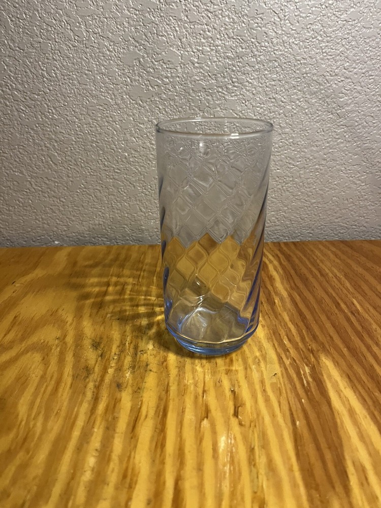 Single Libbey Blue Swirl Tumbler Glass 6”