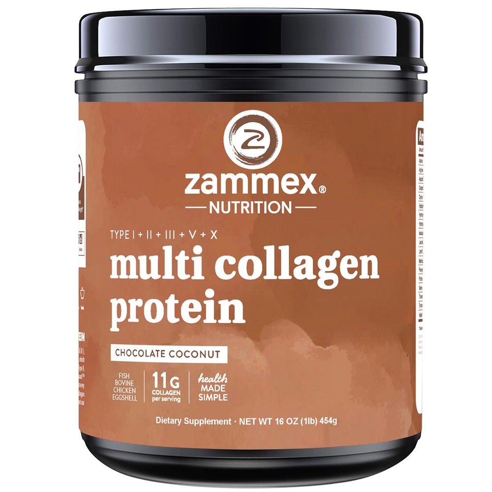 Chocolate Multi Collagen Peptides Powder with Types I III V X for Skin Hair Joint Support