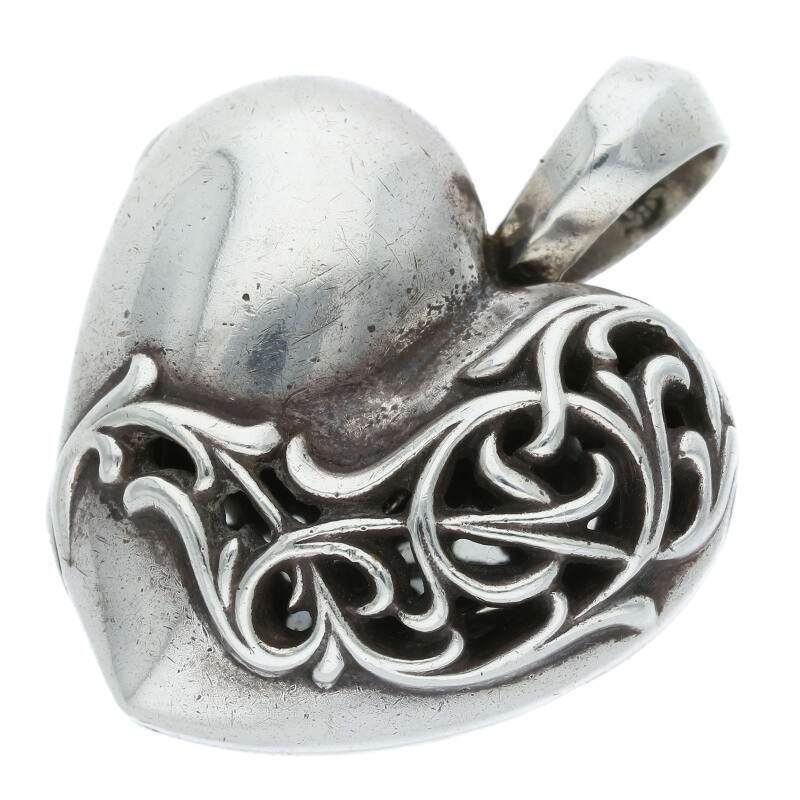 Chrome Hearts Heart Locket Pendant Necklace Top Silver 57.58G 311142 Sj02 ELP43
