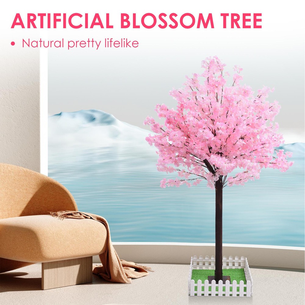 5-6ft Artificial Cherry Blossoms Tree Fake Sakuras Tree Indoor Outdoor Home Deor