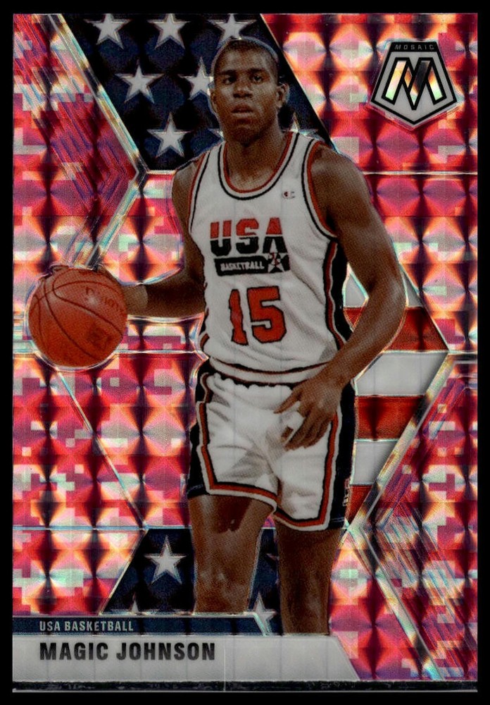 2019-20 Panini Mosaic #255 Magic Johnson Camo Pink Prizm