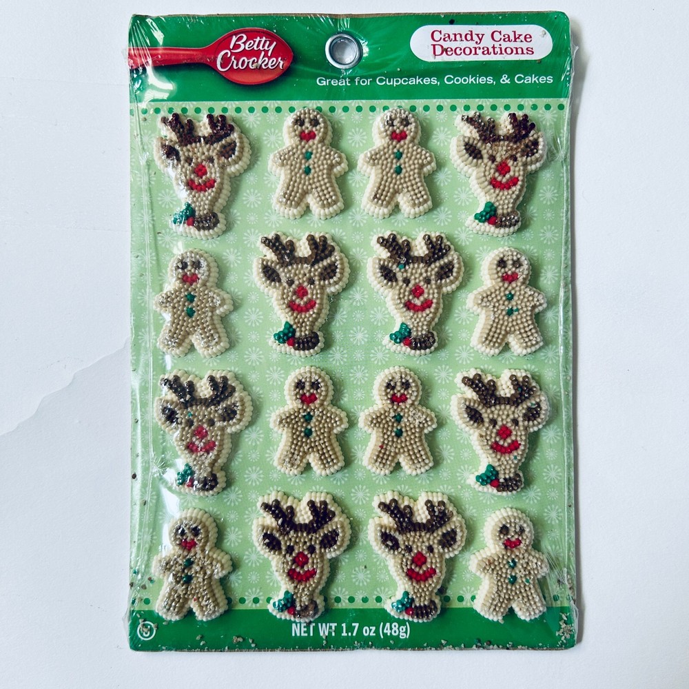 Vintage Betty Crocker Gingerbread Man & Rudolph Candy Cake Decorations Seasonal Holiday-image