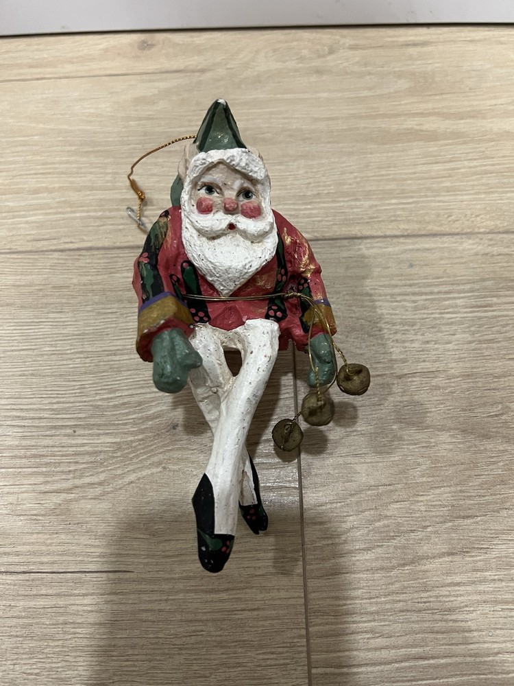 Vintage House Of Hatten Santa Elf Christmas 1989 Shelf Sitter Bells Ornament