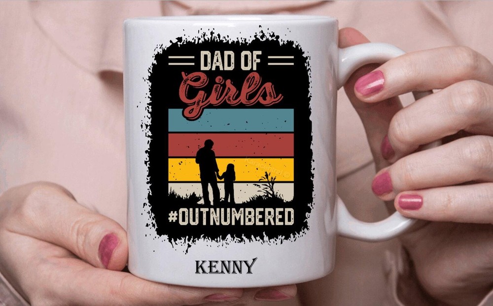 Personalised Fathers Day Mug Dad Of Girls Coffee Tea Cup Handmade In The Uk