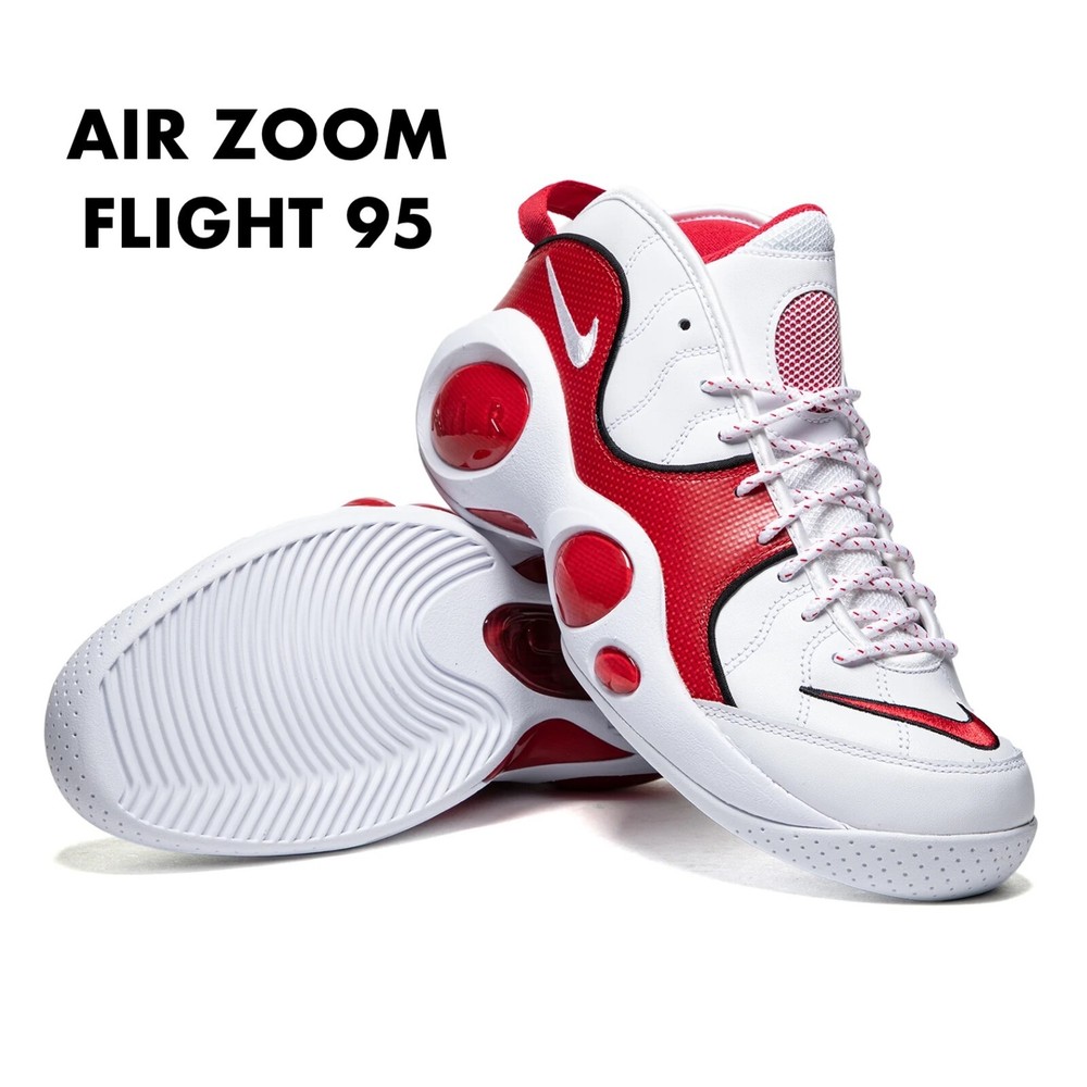 Nike Air Zoom Flight 95 True Red Men's Retro Basketball Shoes White Red 13