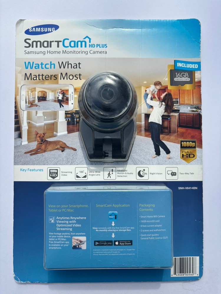 Samsung SmartCam HD Plus 1080p SNH-V6414BN Home Monitoring Camera with Two-Way Audio