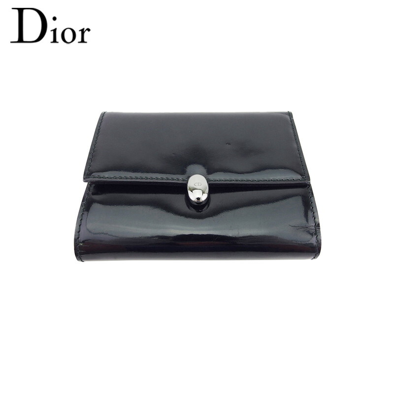 Dior CD Mark Enamel Leather Trifold Wallet Authentic Pre-Owned T22597