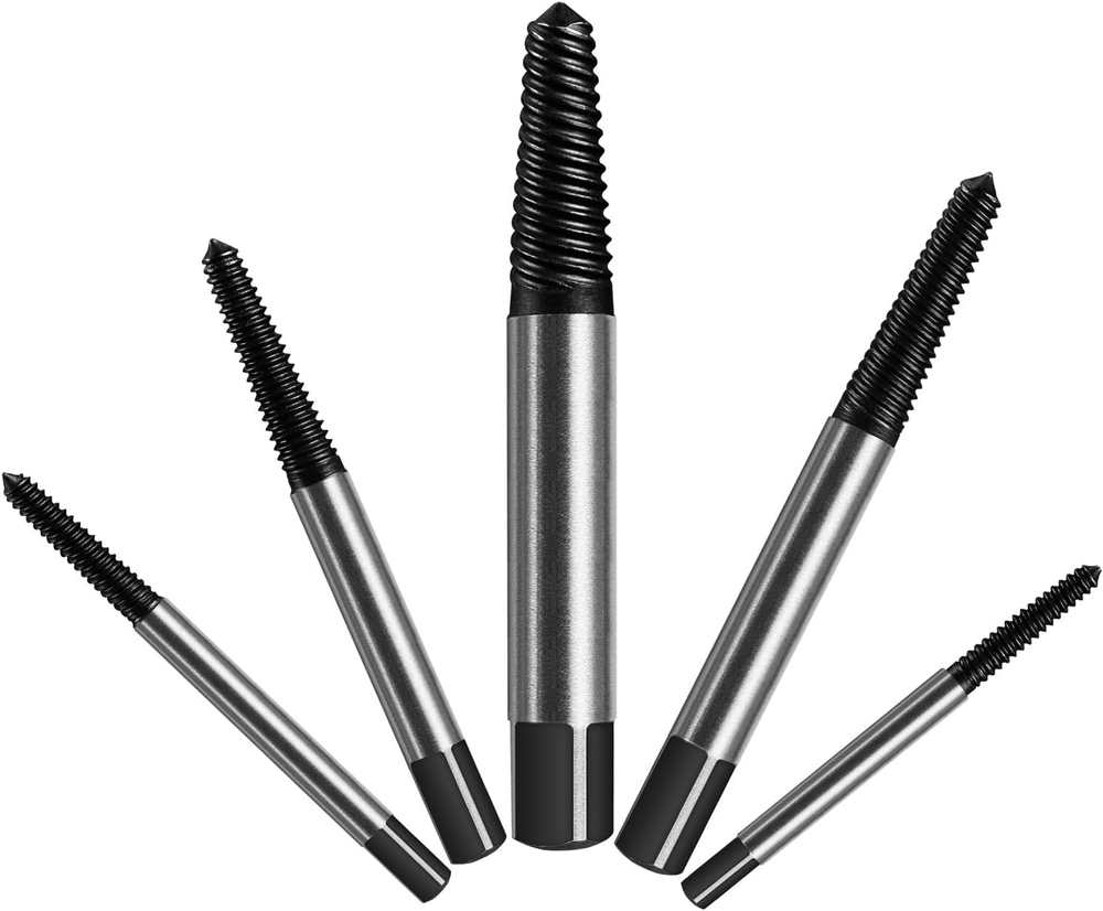 5-Piece Cr-Mo Spiral Screw Extractor Set for Easy Bolt Removal 1/8 to 3/4 Inch (M3-M18)