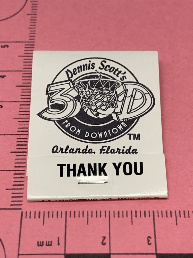 Vintage Matchbook Dennis Scott’s 3D From Downtown Orlando, Fl gmg unstruck