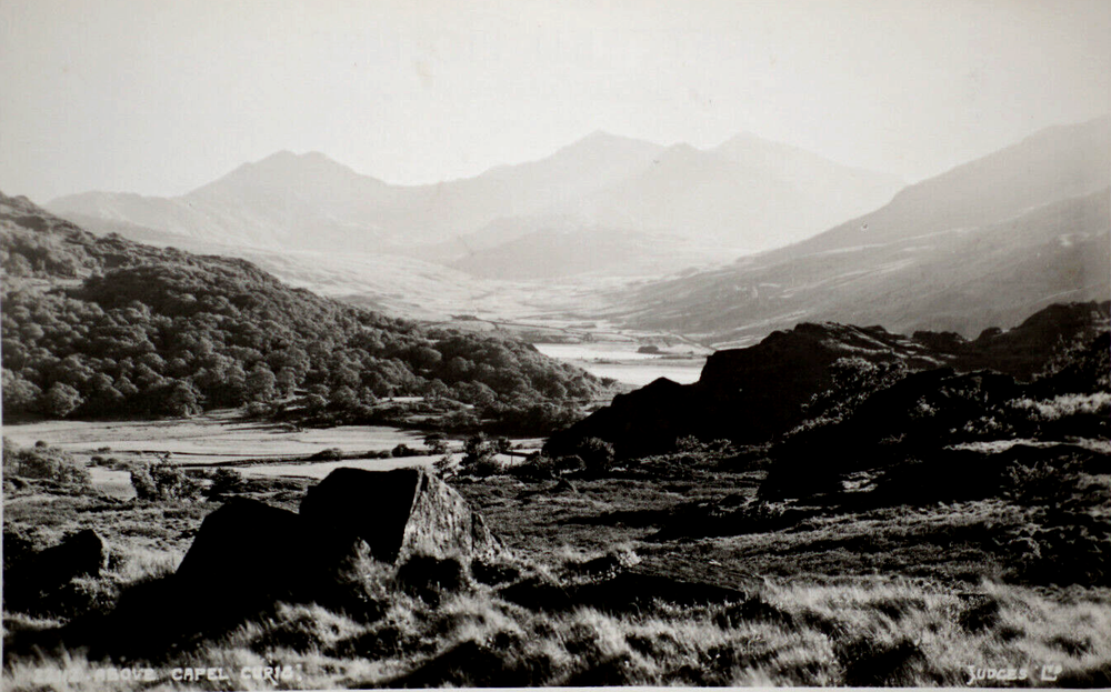 Postcard Wales Gwynedd Capel Curig Snowdonia Llugwy Mountain Landscape RPPC
