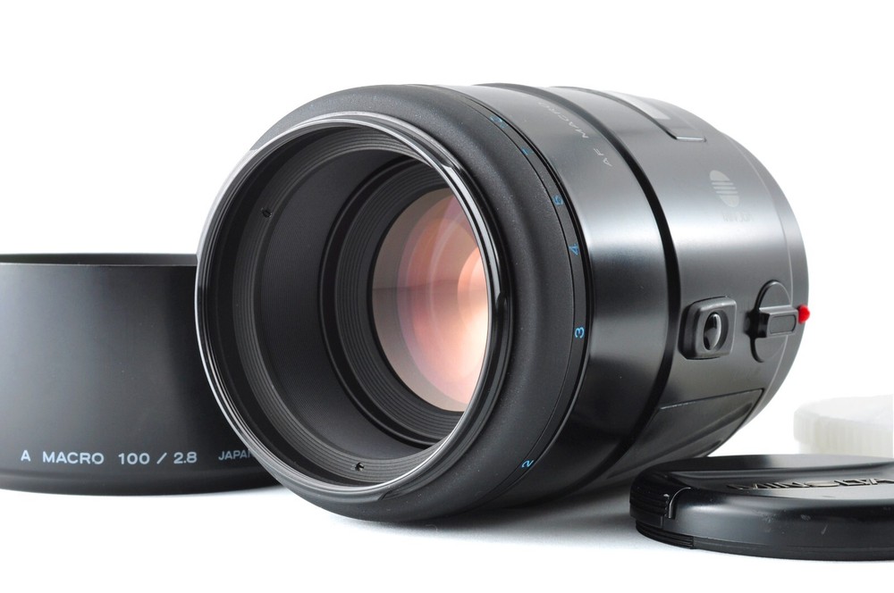 Minolta AF Macro 100mm f/2.8 Lens w/ Hood Late Model Sony Minolta A Mount Maxxum