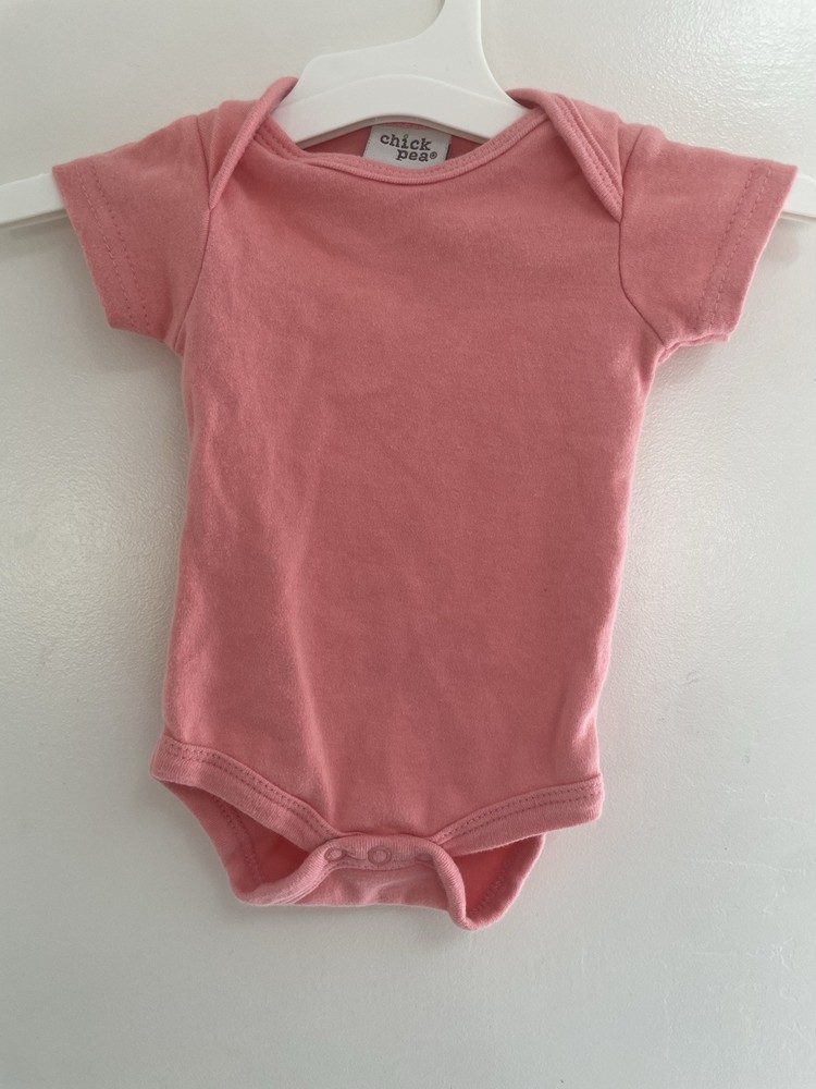 Chick Pea Baby Girls Classic Solid Pink 100% Cotton Short Sleeve Bodysuit 0-3M