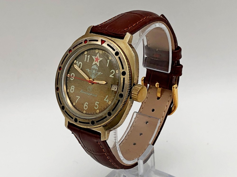 WOSTOK 2414 Komandirskie Airborne Force Vintage Wristwatch Vostok Serviced Watch