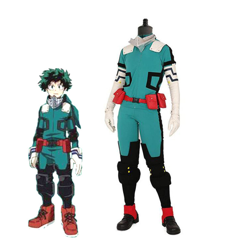 My Hero Academia Cosplay Izuku Midoriya Deku Costume Green Battle Suit Full Set